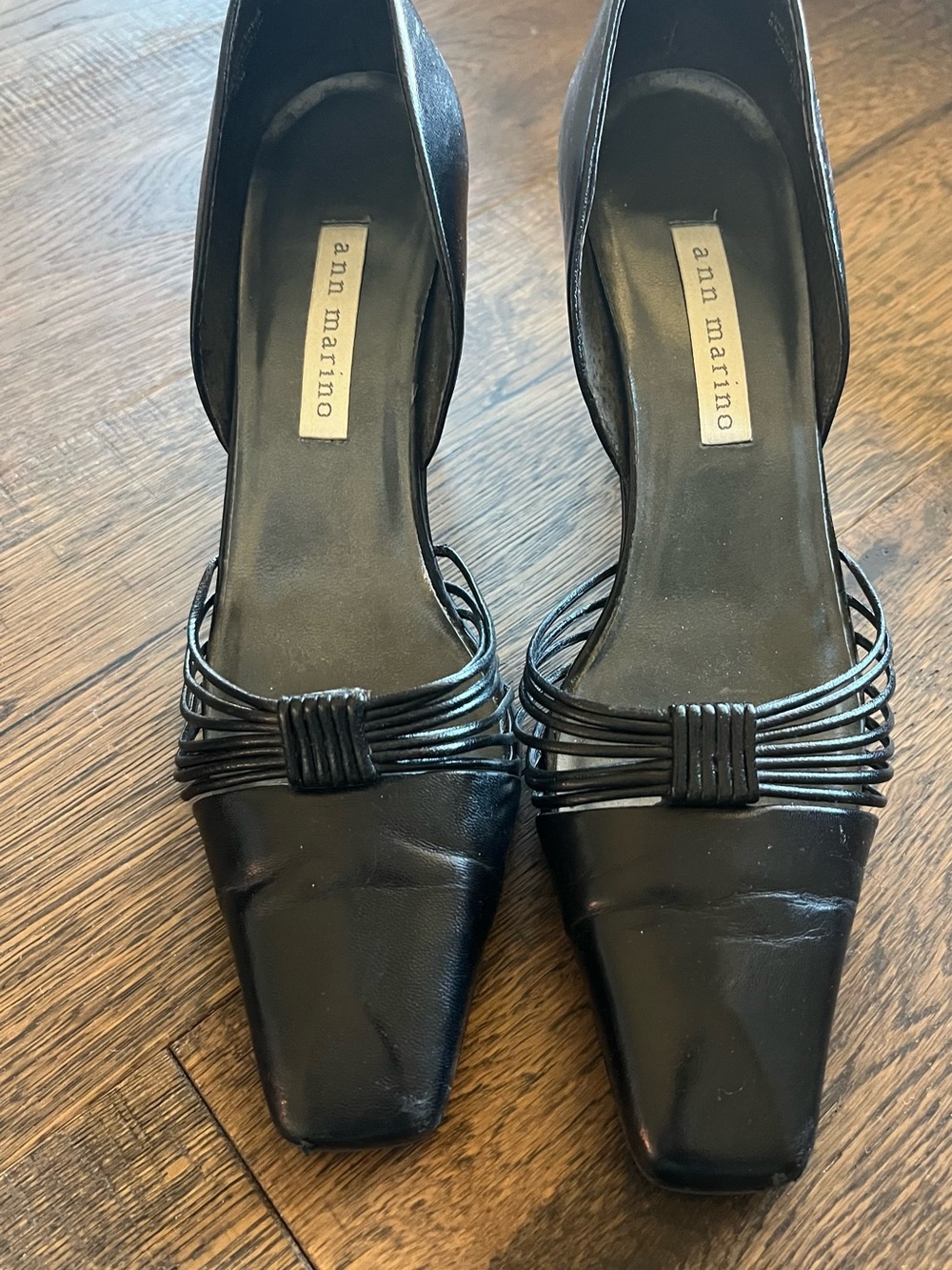 Vintage Ann Marino Black Strappy Square Toe D'Orsay Heels Size 7.5